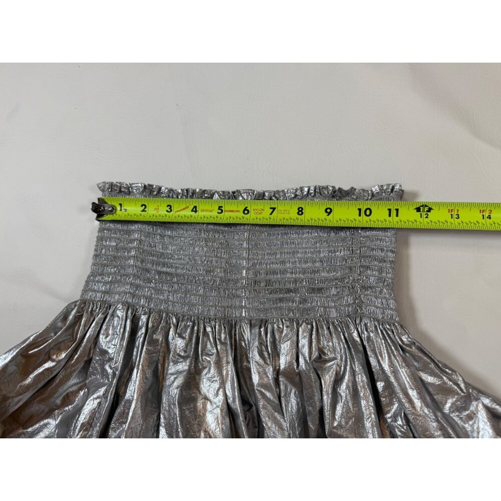 Koch Metallic Silver Smocked High-Waist Shorts Size S USA-Made Shiny (bin S113) - Picture 3 of 7